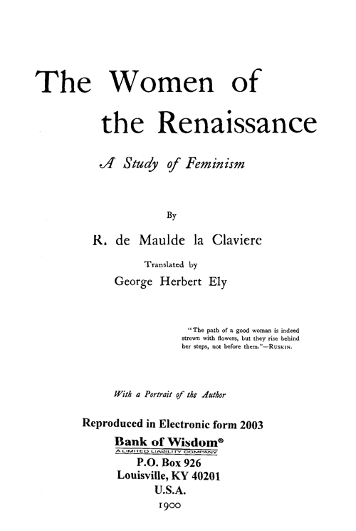 The Women of the Renaissance